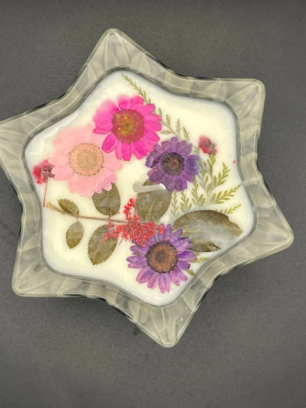 Starburst Glass Bowl Lavender Field Candle